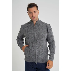 Trist Star Cepli Arka Kol Fitilli Yürütme Saç Örgülü Dik Yaka Yün Hırka