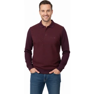 Erkek Kışlık Kazak Pamuklu Düğmeli Polo Yaka Cepli Uzun Kollu Klasik Desenli Rahat Kesim