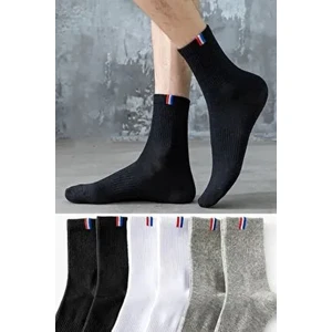 Unisex 6 Çift Lastik Desenli Uzun Çorap