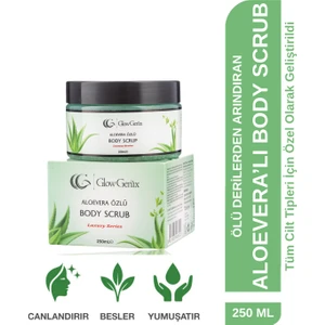 Glow Genix GlowGenix Aloe Vera Özlü Body Scrub | Alovera Özlü Nemlendirici, Besleyici, Arındırıcı Vücut Peelingi | 250 Ml
