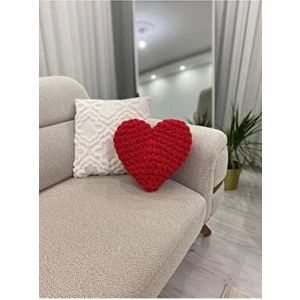Romantik Kalp Yastık - Sevgililer Günü Kırmızı Kalp Yastık-Hediye ve Dekorasyon Için Modern ve Zarif