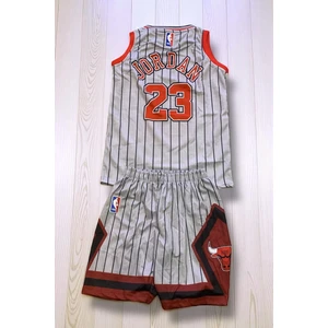 North Stand NBA Chicago Bulls Çizgili Jordan Çocuk Basketbol Forması