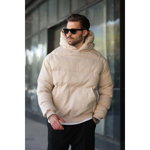 Bej Kapüşonlu Erkek Şişme Mont 7235