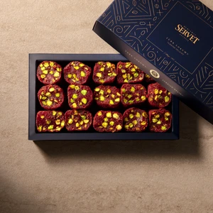 Şeker İlavesiz Çilekli Antep Fıstıklı Lokum 500 gr