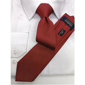 Slim Kravat Kırmızı Siyah Kum Desenli Dokuma Kumaşla Şık Tasarım
