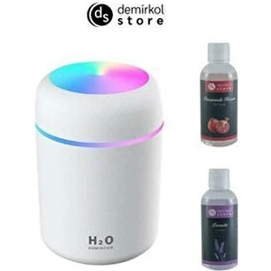 Demirkol Store 300 ml Hava Nemlendirici Buhar Makinesi ve Aroma Difüzörü + 2 Adet Ortam Kokusu