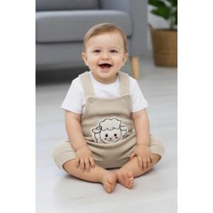 Eymir Giyim Kuzu Figürlü Kısa Salopet Ikili Takım Kız Erkek Çocuk 0-3 Ay, 3-6 Ay, 6-9 Ay