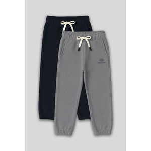 Standart Fit Basic 2li Paket Lacivert-Gri Melanj Erkek Çocuk eşofman Alt - 11225