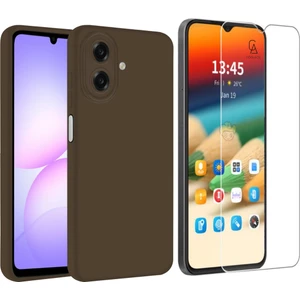 Samsung Galaxy A07 ile Uyumlu Kılıf Esnek Premium Telefon Kılıfı ve Temperli Cam Ekran Koruyucu