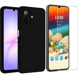 Samsung Galaxy A07 ile Uyumlu Kılıf Esnek Premium Telefon Kılıfı ve Temperli Cam Ekran Koruyucu