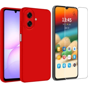 Samsung Galaxy A07 ile Uyumlu Kılıf Esnek Premium Telefon Kılıfı ve Temperli Cam Ekran Koruyucu