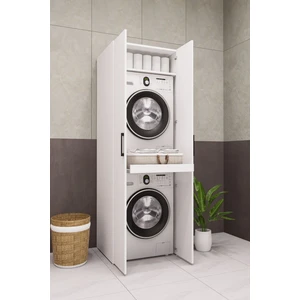 Mdf Çamaşır Makinesi ve Kurutma Makinesi Dolabı 210 Kapaklı beyaz