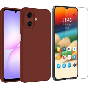 Samsung Galaxy A07 ile Uyumlu Kılıf Esnek Premium Telefon Kılıfı ve Temperli Cam Ekran Koruyucu