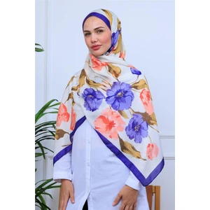 Botanik Çiçekler Desenli Dijital Soft Şal