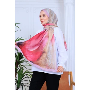 Modern Çiçek Desenli Dijital Soft Şal