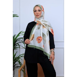 Botanik Çiçekler Desenli Dijital Soft Şal