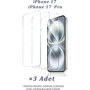 3 Adet iPhone 17 / iPhone 17 Pro Uyumlu Temperli Cam Ekran Koruyucu Kırılmaz Cam (3 Adet)