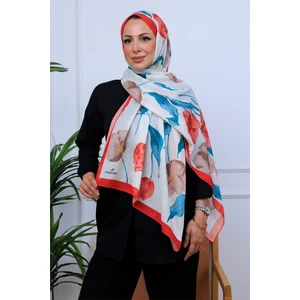 Botanik Çiçekler Desenli Dijital Soft Şal