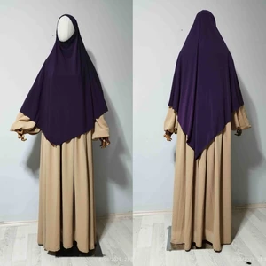 Maksi Boy Sandy Sufle Khimar Hijab Eşarp Mürdüm