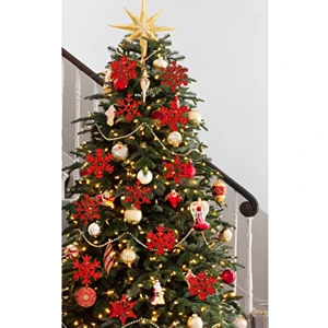 Antika Design Kırmızı Simli Kar Tanesi Yılbaşı Ağaç Süsü 12'li Paket 8x8 cm