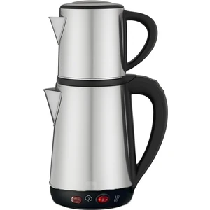 Crwn Elektrikli Çay Makinesi  Çelik Çaydanlık Takımı Su Isıtıcı Türk Çayı 1800W