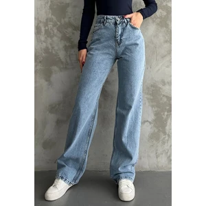 Kadın Yüksek Bel Jean Kot Palazzo Pantolon Kar Yıkama / 29