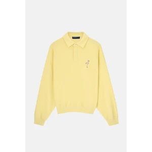 Flamingo Supersoft Oversize Polo Yaka Sweatshirt - Sarı
