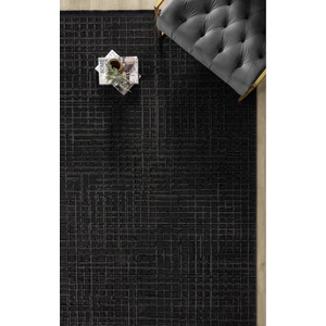 Modern Siyah Saçaklı Dokuma Halı Yolluk Antre Oturma Odası Salon Mutfak Halısı