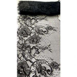 Dantel Kenar Sakallı Şerit Siyah 22 cm x 3 Mt.