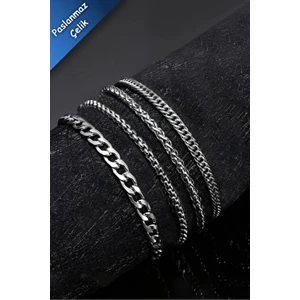 Paslanmaz 4 Adet Erkek Spor Çelik Bileklik Set