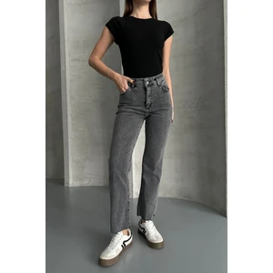 Füme Boy Fit Kesik Paça Jean Füme/kar Yıkama / 27