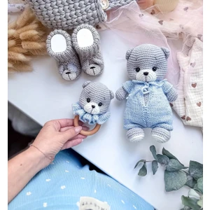 Amigurumi Gri Ayıcık Set