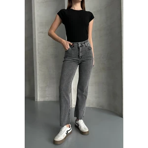 Füme Boy Fit Kesik Paça Jean Füme/kar Yıkama / 30