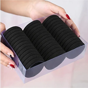 Kadın 50'li Siyah Ultra Esnek Havlu Lastik Toka Seti