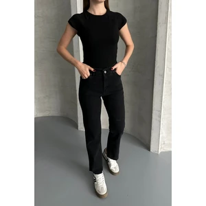 Füme Boy Fit Kesik Paça Jean Siyah/kar Yıkama / 31