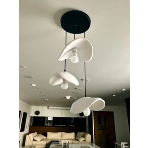 Dekoratif Asimetrik 3’lü Avize – LED Uyumlu Modern Beyaz Sarkıt Aydınlatma