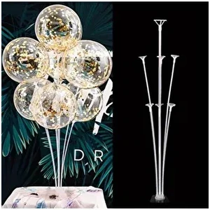 7 Çubuklu Balon Standlı Şeffaf Pullu Balon