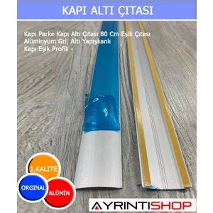 Kapı Parke Kapı Altı Çıtası 80 cm Eşik Çıtası Alüminyum Gri, Altı Yapışkanlı Kapı Eşik Profili -