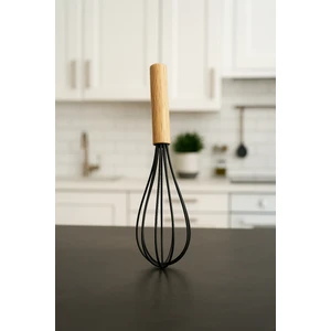 Bambu Saplı Çırpma Teli Mutfak Silikon Çırpıcı Yemek Hazırlık Çırpma Aleti (Antrasit 24 Cm)