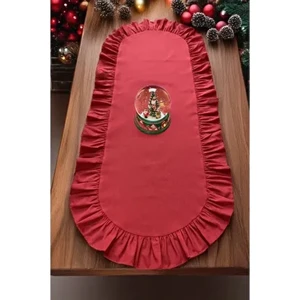 Fırfırlı Pamuk Polyester Oval Runner 30X80 cm