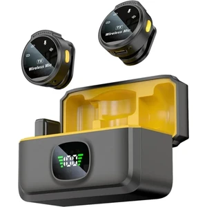 J6 Iphone ve Android Uyumlu Mini Kablosuz Yaka Mikrofonu Göstergeli LED Şarj Kutulu Gürültü Azaltma