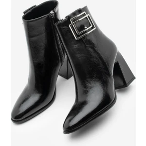 Kadın Kalın Topuklu Tokalı Topuklu Bot Linate Siyah