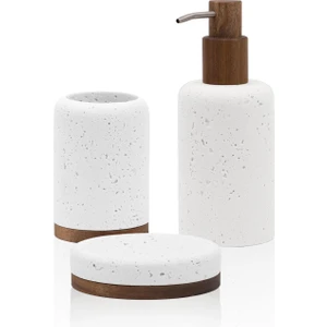 The Mia Travertine Banyo Seti Beyaz 3 Parça