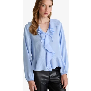 Regular Fit V Yaka Modal Volanlı Uzun Kollu Bluz G1971AX25WN