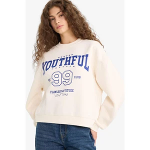 Regular Fit Bisiklet Yaka Baskılı Sweatshirt E9502AX25WN