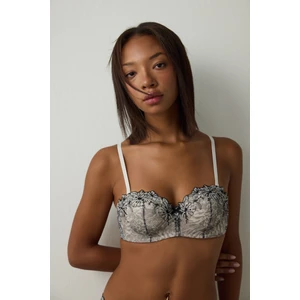 Leopar Desenli Lotus Brode Balenli Dolgusuz Straplez Sütyen