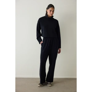 Siyah Yüksek Bel Modal Düz Paça Pantolon