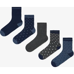 Çok Renkli Erkek Puantiye Desenli 5'li Soket Çorap