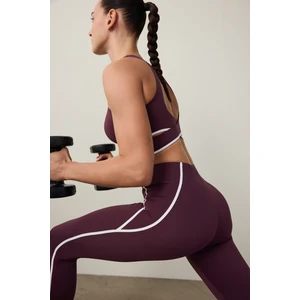 Bordo Orta Destek Contrast Bonding Yüksek Bel Tayt