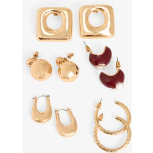 Altın Rengi Eva 5'li Küpe Set